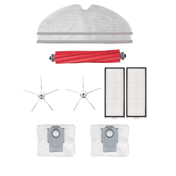 Комплект аксесоари за Roborock Q7 MAX Plus Q7MP02-00, Q7 Plus, 1 x централна четка, 2 x бяла странична четка, 2 x Hepa филтър, 2 x моп, 2 x торбичка за събиране на прах, 1 x четка за почистване на прах, 1 x нож