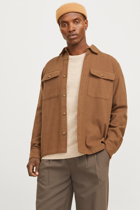 Jack & Jones, Pamuting fedőlapos mellzsebekkel, Karamellbarna, S