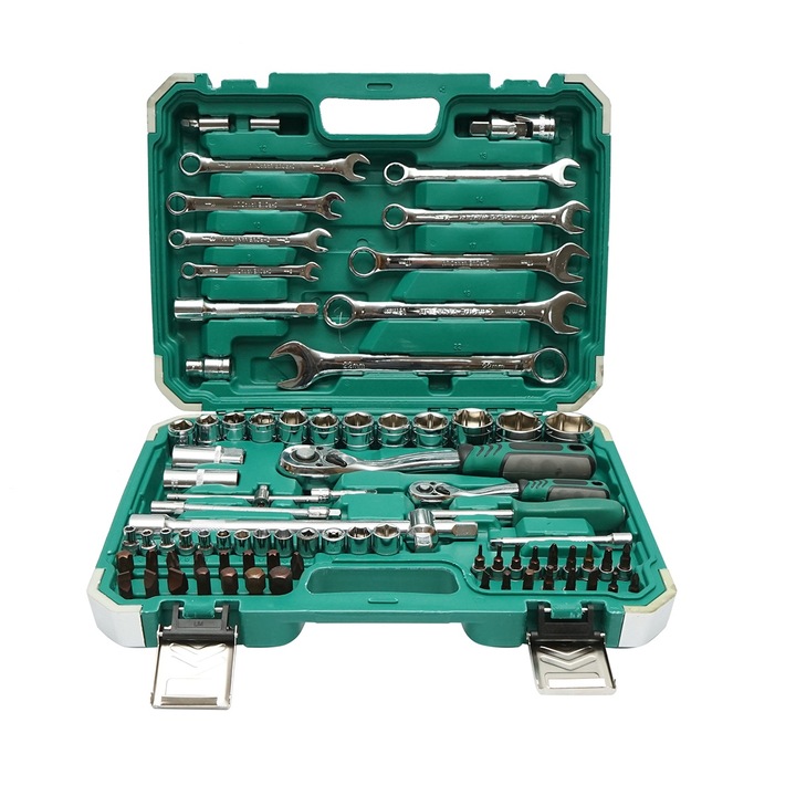 Trusa chei tubulare 4-32mm si chei fixe combinate 8-22mm, biti, hex, torx, antrenor cu clichet 82 piese Breckner Germany