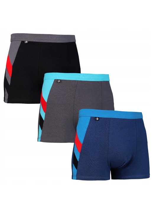 3 pár férfi boxer készlet, Moraj, pamut/elasztán, többszínű, 2XL INTL