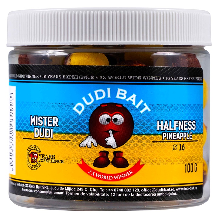 Boilies De Carlige, Dudi Bait, Mister Red Super Hot Jumatate Ananas 16 mm 100 g