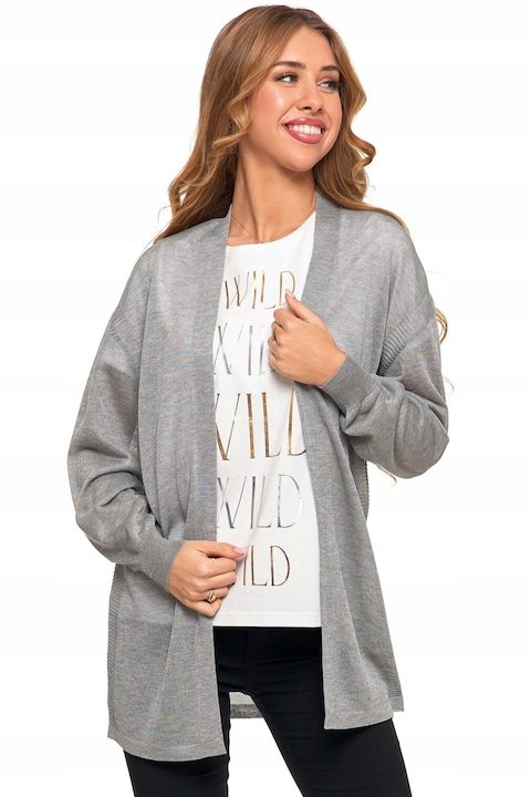 Cardigan subtire dama, Moraj, viscoza/poliester, gri