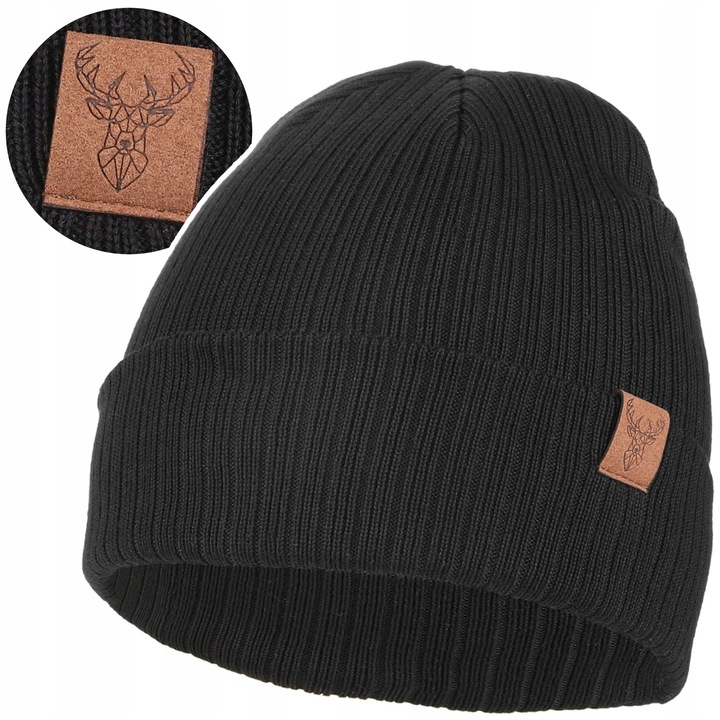 Caciula dama Moraj, negru, design minimalist, acril, 20 x 21 cm