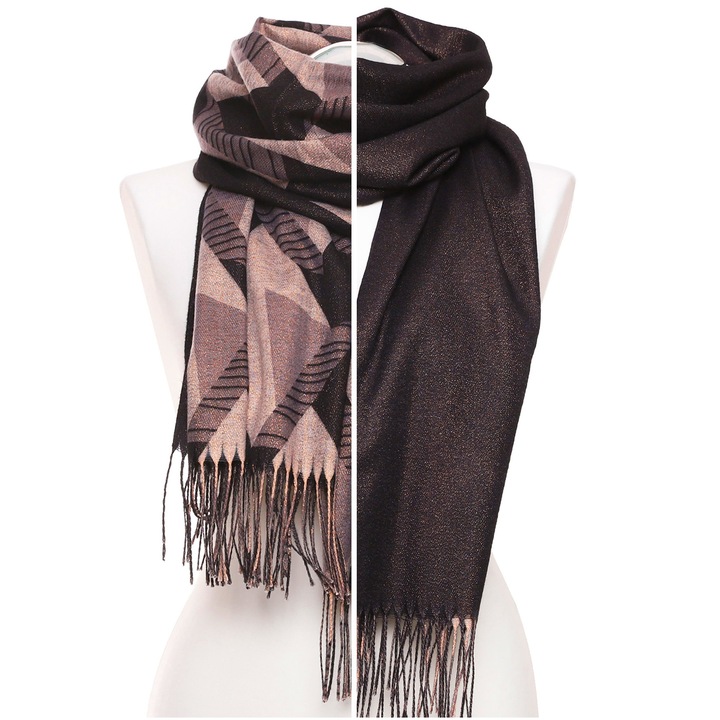 Sal dama, Moraj, dublu fata, geometric, multicolor, 67x175cm