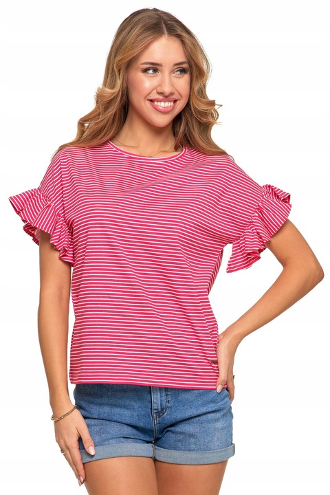 Női póló, Moraj, pamut, pillangós ujjú, rózsaszín, S INTL