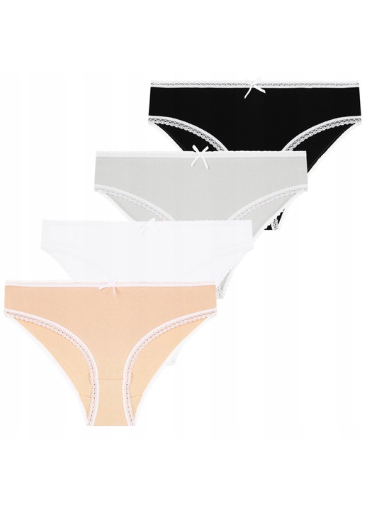 Set 4 perechi de bikini Moraj, bumbac/dantela, multicolor, XL INTL