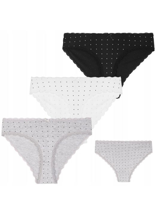 Női bugyi, Moraj, 3 páros szett, pamut/csipke, tarka, 2XL INTL