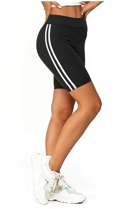 Colanti Moraj, scurti, talie inalta, dungi albe, negru, poliester, L-XL INTL