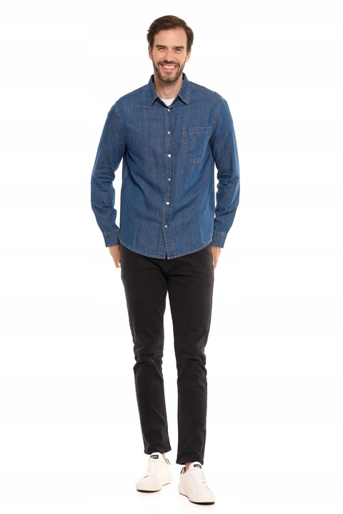 Camasa clasica pentru barbati, Moraj, bumbac, maneca lunga, albastru, M INTL