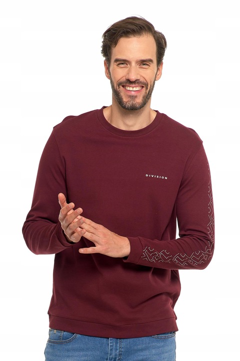 Мъжка блуза Moraj, дълъг ръкав, геометричен принт, памук, бордо