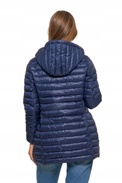 Pehelykabát kapucnival, Moraj, steppelt, 100% poliamid, sötétkék