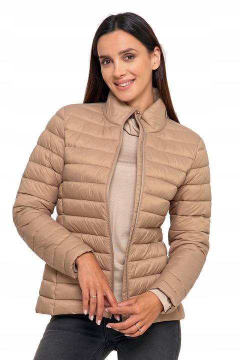 Дамско преходно ватирано яке, Moraj, вертикална яка, бежово, 100% полиамид, S INTL