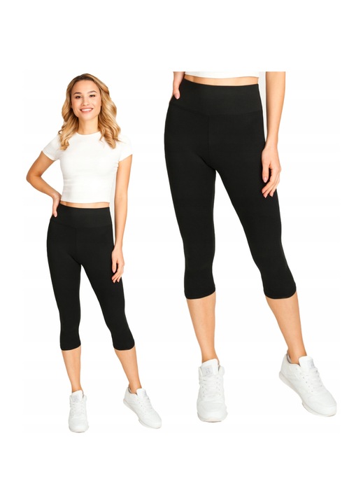 Colanti dama NOVITI 3/4, negru, material elastic, talie inalta, poliester, S INTL