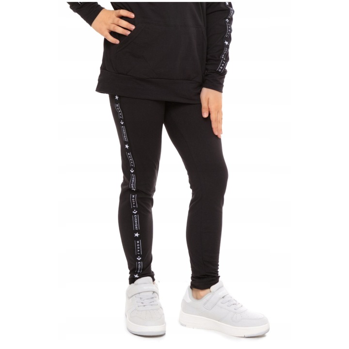 Moraj lány harisnya csíkokkal, elasztikus, fekete, elasztán, 110-116 CM