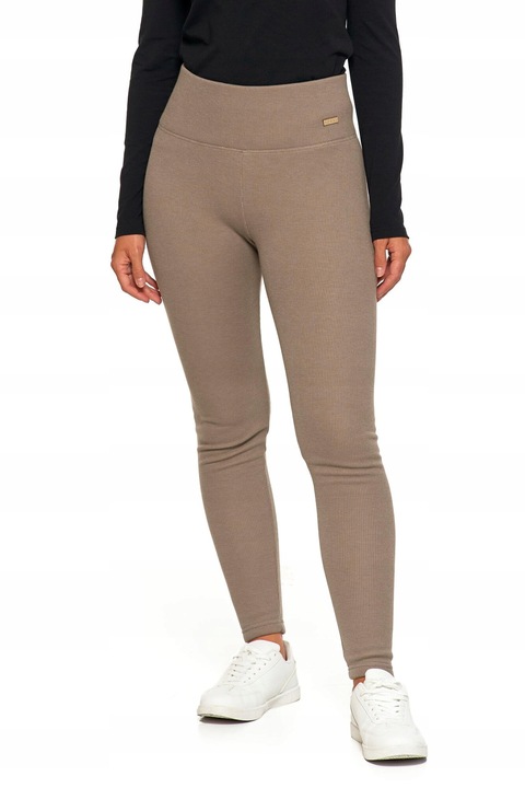 Colanti dama Moraj, jambiere cu nervuri, talie inalta, culoare mocca/maro, poliester