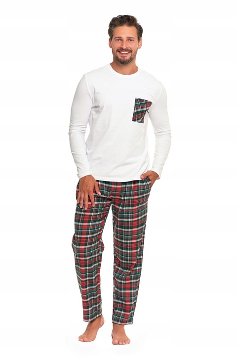 Pijamale barbati, Moraj, pantaloni lungi, cadou de Craciun, clasic multicolor bumbac