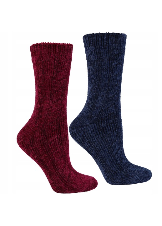 Sosete dama, Moraj, Set 2 perechi, Poliester, Albastru/Visiniu