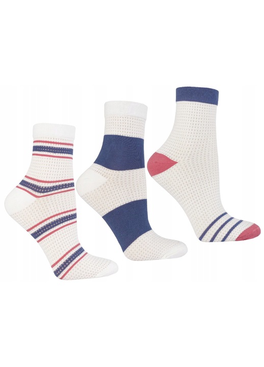 Sosete pentru dama, Moraj, Bumbac/Poliester, 3 perechi, Multicolor