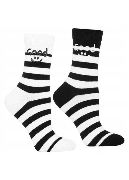 Sosete dama, Moraj, Bumbac/Poliester, Dungi, Alb/Negru