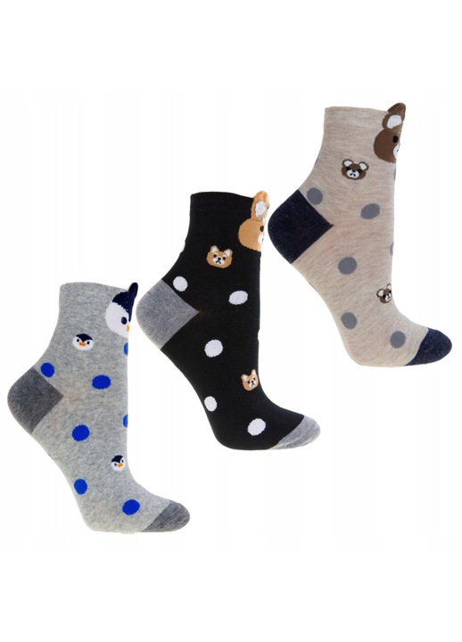 Дамски чорапи, Moraj, Комплект 3 чифта, Памук, Многоцветни, 35-38 EU