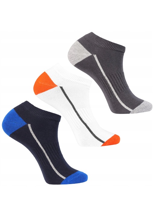 Комплект от 3 чифта ниски мъжки чорапи, Moraj, памук, многоцветни, 43-45 EU