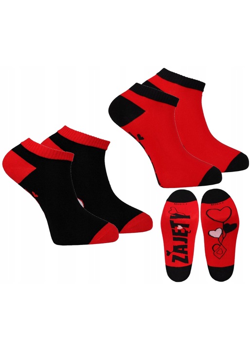 2 pár férfi zokni szett Valentin napra, Moraj, pamut, piros/fekete, 43-45 EU