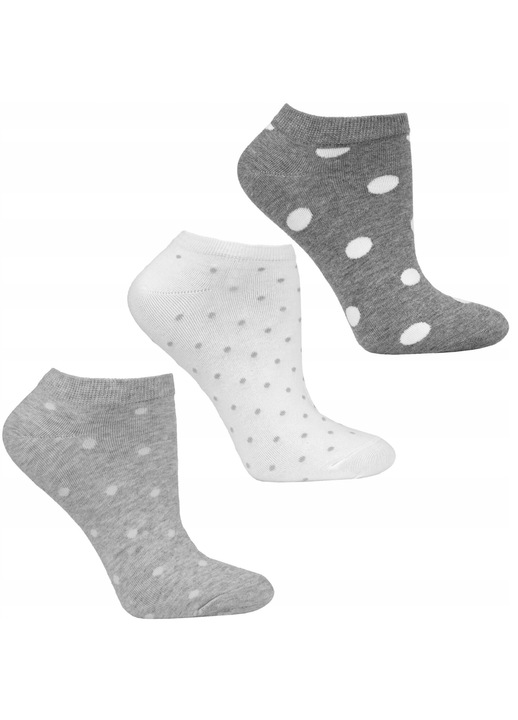 Дамски чорапи, Moray, комплект от 3 пакета, памук, на точки, сиво/бяло, 38-41 EU