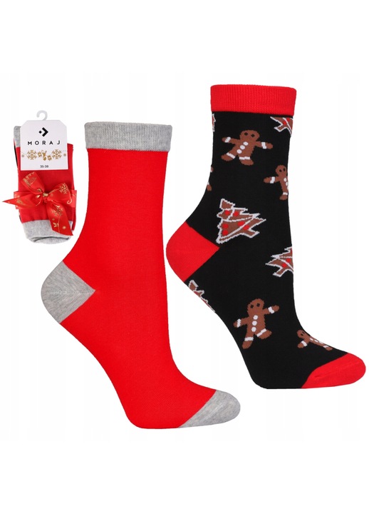 Sosete dama, Moraj, Bumbac, Set 2 perechi Craciun, Multicolor