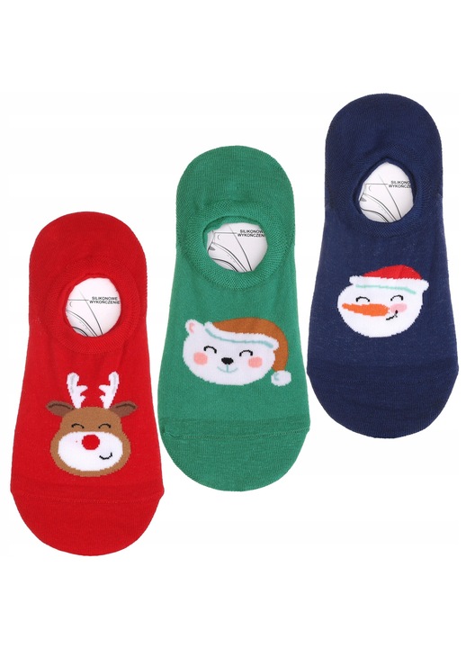 Sosete dama, Moraj, Set 3 perechi Craciun, Bumbac, Multicolor