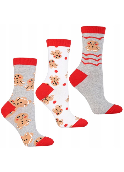 Дамски чорапи, сини, памук/полиестер, многоцветни, 3 чифта, 38-41 EU