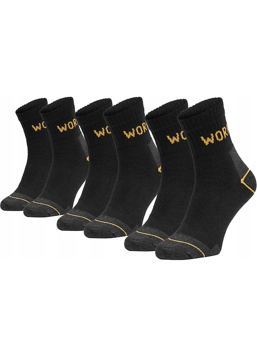 3 pár férfi zokni készlet, Selltex, pamut, fekete/sárga