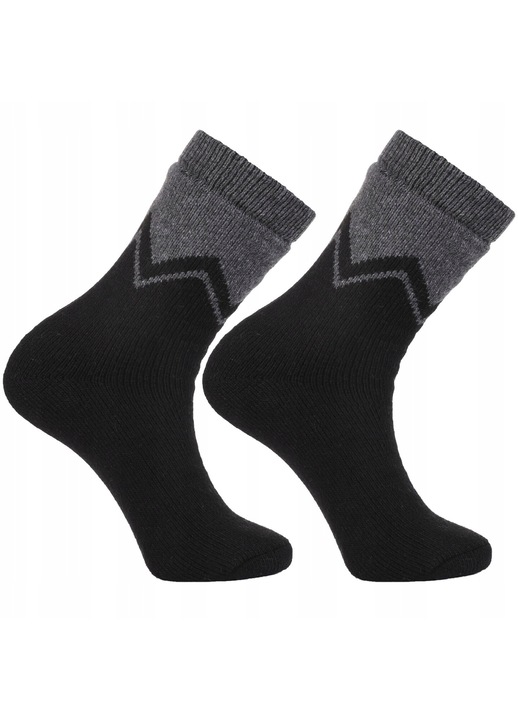 Sosete barbati, Moraj, termice, lana/poliester, negru/gri, 43-45 EU