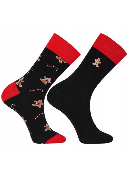 Комплект от 2 чифта мъжки коледни чорапи, Moraj, памук/полиестер, червено/черно, 43-45 EU