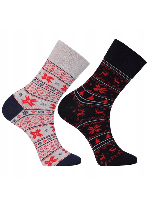 Комплект от 2 чифта мъжки коледни чорапи, Moraj, памук/полиестер/полиамид, разноцветни, 43-45 EU