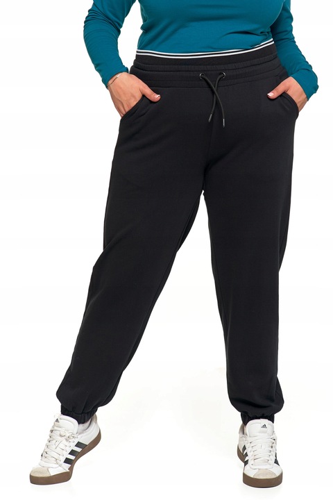 Pantaloni dama, Moraj, Bumbac, Talie inalta, Negru