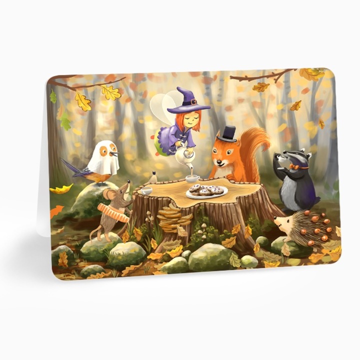 Felicitare Lia si prietenii ”Forest tea party”, Anda Ansheen, A6