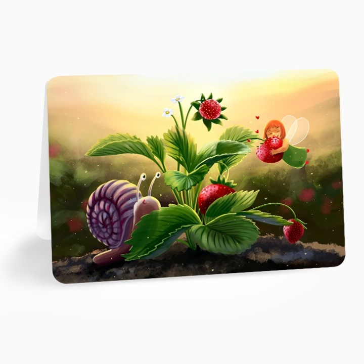 Felicitare Lia si prietenii ”Sunrise strawberries”, Anda Ansheen, A6