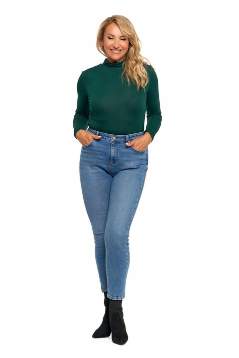 Blugi skinny dama Moraj, talie inalta, confortabili, denim, bumbac, albastru