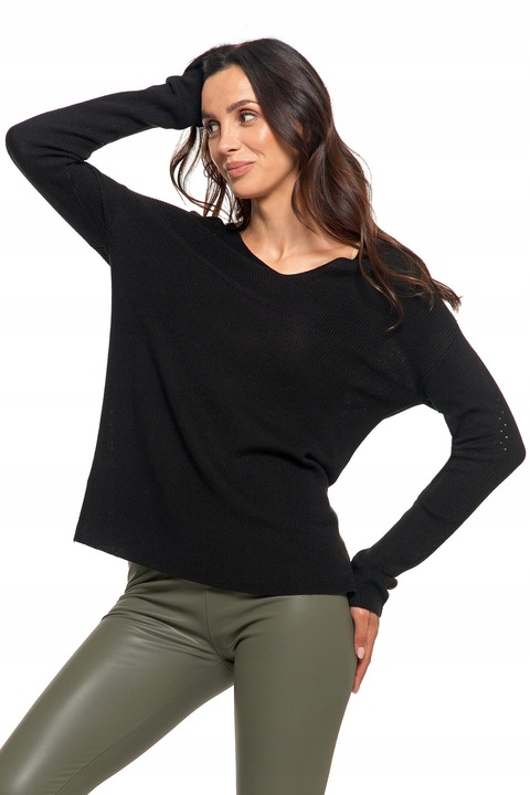 Pulover dama Moraj subtire, elegant, viscoza/acril, negru