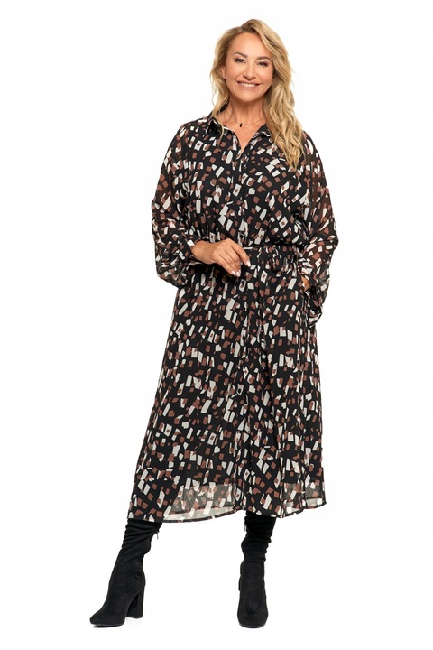 Дамска миди рокля, Moraj, полиестер, многоцветна