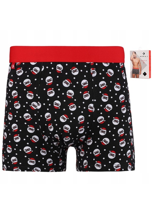 Boxeri barbati Craciun, Moraj, bumbac/elastan, imprimeu Mos Craciun, multicolor, 2XL INTL