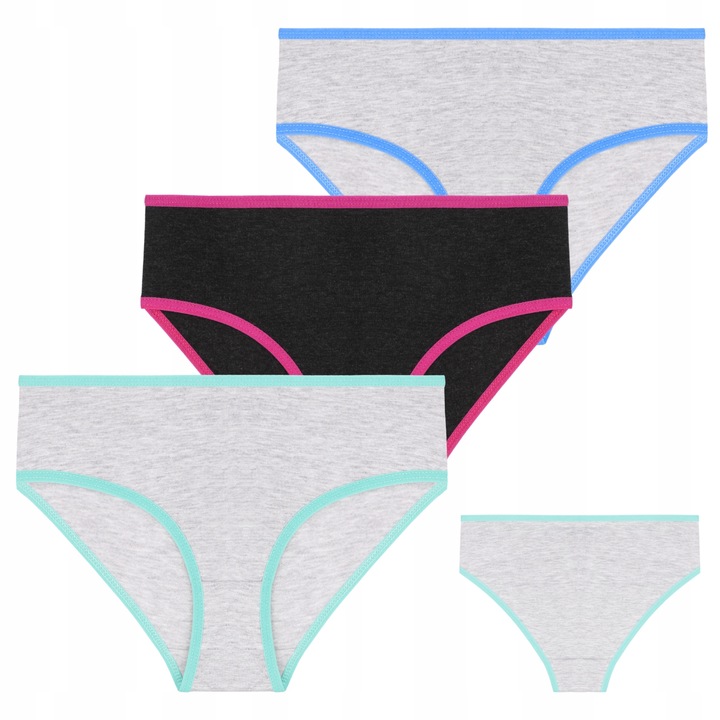 3 db-os klasszikus lány bugyi szett Moraj, tarka, minőségi pamut, gumiszalaggal, 158-164 CM