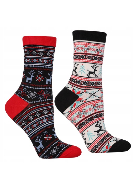 Комплект от 2 чифта мъжки коледни чорапи, Moraj, памук/полиестер, многоцветни, 38-41 EU