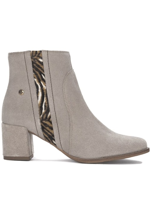 Botine dama, piele naturala, bej, Bej, 37