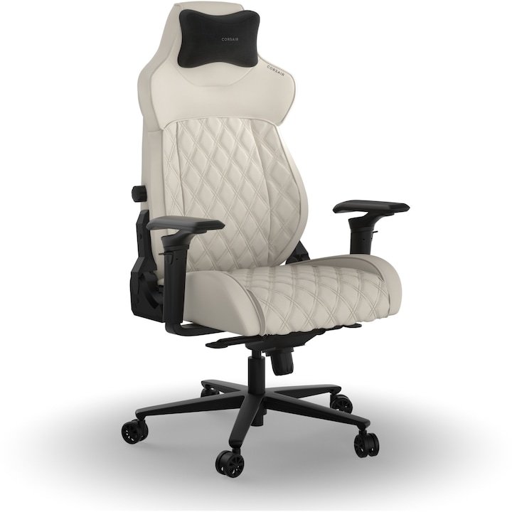 Стол Gaming Corsair TC500 Luxe, Рremium breathable fabric, Магнитна възглавница за врата, Регулируеми подлакътници Omniflex, Frost