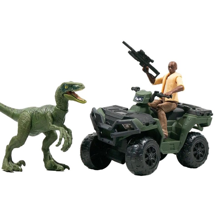 Állítsa be a Jurassic World Legacy figurákat, Mattel, Barry Sembene, ATV, Velociraptor, Charlie, 21,5x37 cm