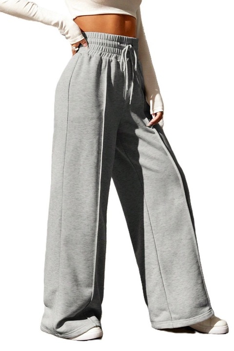 Pantaloni Trening Dama, Evazati, Cu Talie Elastica, Croiala Lejera, Gri