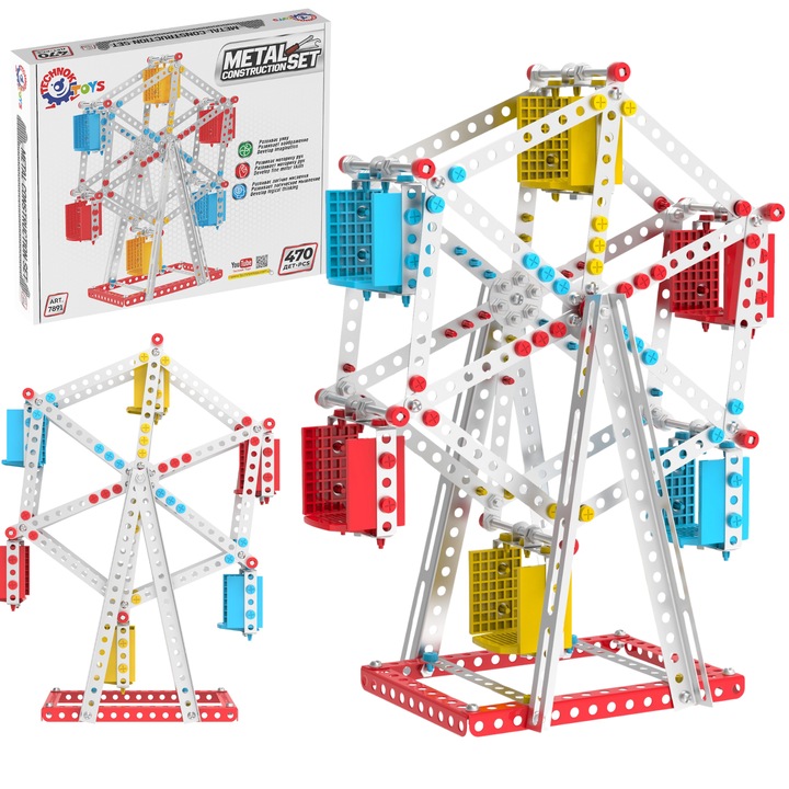 Конструктор Carnaval Wheel, ТехноК, 470 елемента, метал, 30x25x4.5cm, за деца 3+