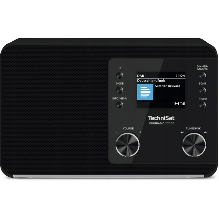 Radio digital DAB+ TechniSat DIGITRADIO 307 BT, Bluetooth, ecran colorat 2.4", 22x13.9x16.5cm, negru