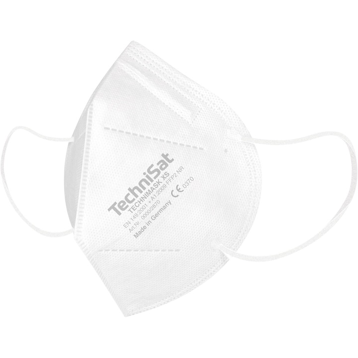 Masca FFP2 TechniSat TECHNIMASK XS, alb, 5 straturi, pentru fete mici